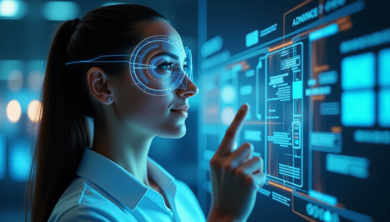 Futuristic image of a virtual assistant using AI tools